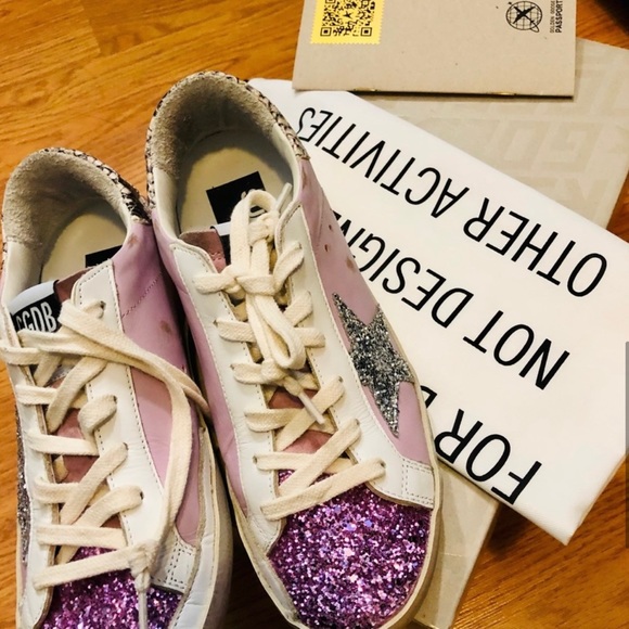 Súper-Star ⭐️Sneakers in Pink Leather with silver glitter star and Snake print - Picture 7 of 16